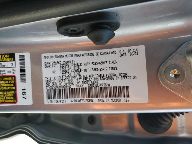 3TYBZ5DN0MT000461 - 2021 TOYOTA TACOMA DOUBLE CAB GRAY photo 12