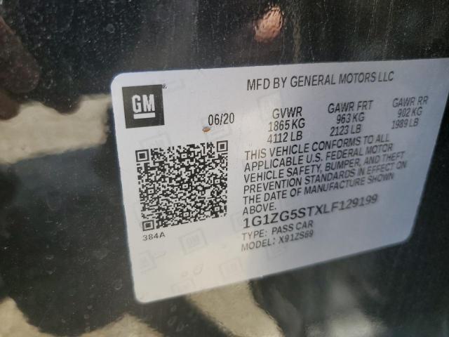 1G1ZG5STXLF129199 - 2020 CHEVROLET MALIBU RS BLACK photo 12