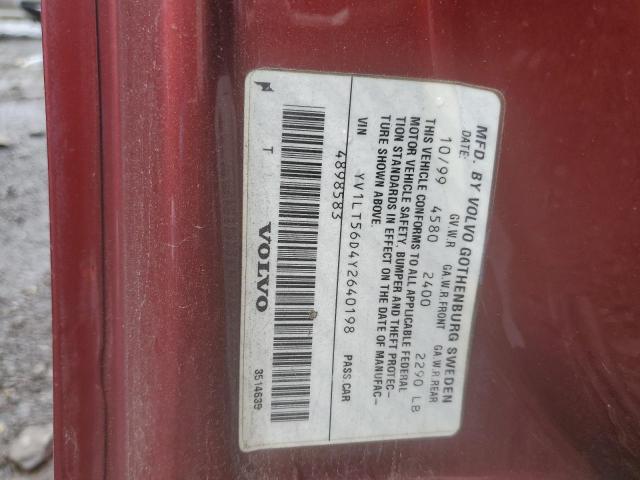 YV1LT56D4Y2640198 - 2000 VOLVO S70 RED photo 12