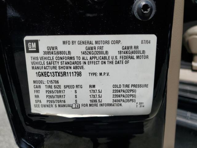 1GKEC13TX5R111798 - 2005 GMC YUKON BLACK photo 13