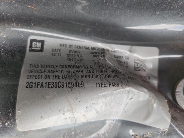 2G1FA1E30C9159409 - 2012 CHEVROLET CAMARO LS GRAY photo 12