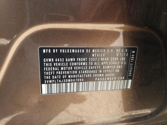 3VWPL7AJ3DM607094 - 2013 VOLKSWAGEN JETTA TDI Қоңыр фото 12