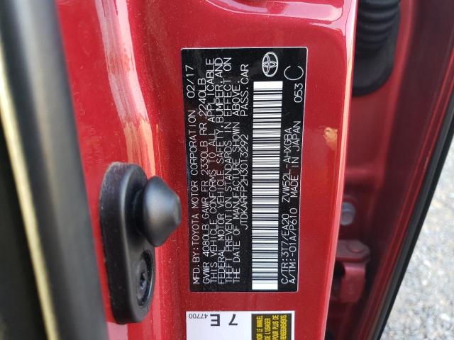 JTDKARFP2H3013292 - 2017 TOYOTA PRIUS PRIM Qırmızı foto 13