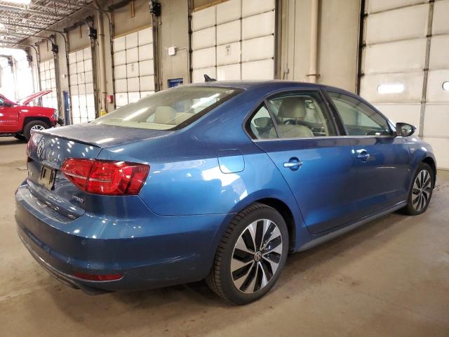 3VW637AJXFM427514 - 2015 VOLKSWAGEN JETTA HYBRID BLUE photo 3