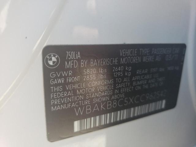 WBAKB8C5XCC962542 - 2012 BMW ALPINA B7 LI WHITE photo 12