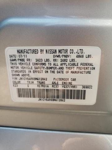 JN1CV6AR6BM412842 - 2011 INFINITI G37 SILVER photo 12