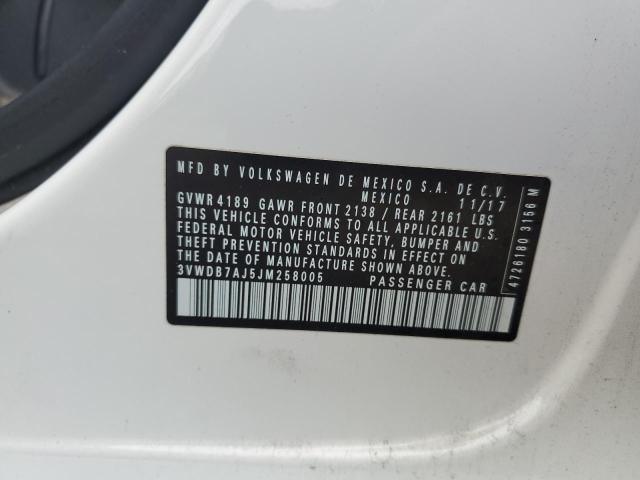 3VWDB7AJ5JM258005 - 2018 VOLKSWAGEN JETTA SE თეთრი ფოტო 12
