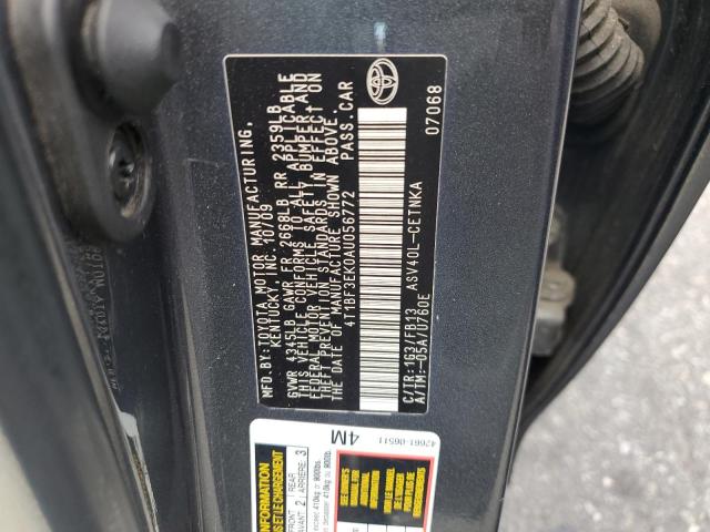4T1BF3EK0AU056772 - 2010 TOYOTA CAMRY BASE GRAY photo 12