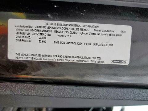 3AKJHHDR6MSMS4031 - 2021 FREIGHTLINER CASCADIA BLACK photo 10