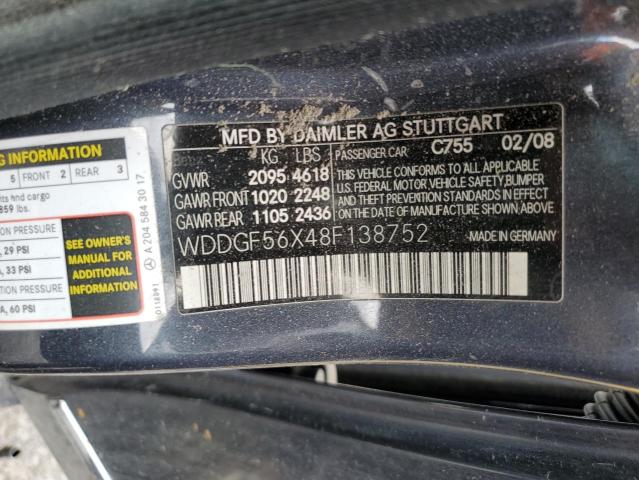 WDDGF56X48F138752 - 2008 MERCEDES-BENZ C 350 GRAY photo 13