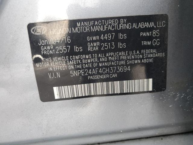 5NPE24AF4GH373694 - 2016 HYUNDAI SONATA SE GRAY photo 12