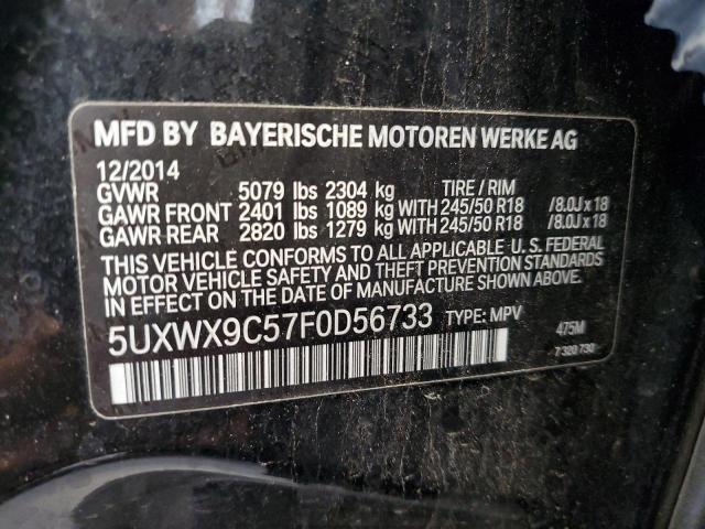 5UXWX9C57F0D56733 - 2015 BMW X3 XDRIVE28I BLACK photo 13