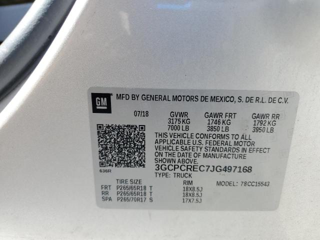 3GCPCREC7JG497168 - 2018 CHEVROLET SILVERADO C1500 LT ვერცხლისფერი ფოტო 12