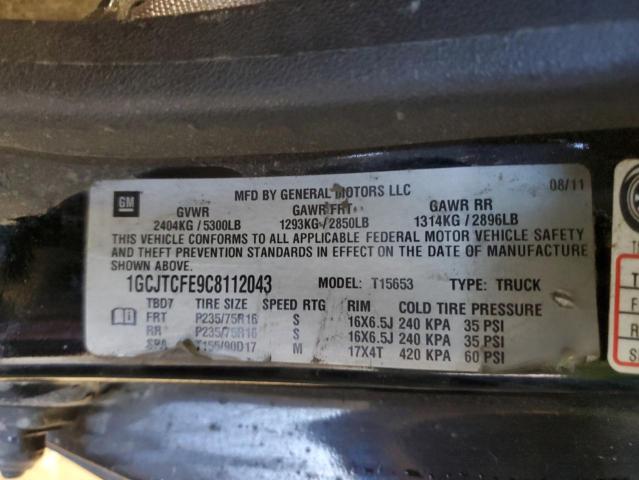 1GCJTCFE9C8112043 - 2012 CHEVROLET COLORADO LT BLACK photo 12