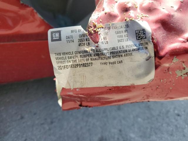 2G1FD1E32F9182377 - 2015 CHEVROLET CAMARO LT RED photo 12