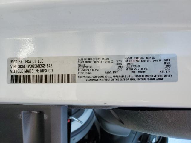 3C6LRVDG5ME521842 - 2021 RAM PROMASTER 2500 HIGH WHITE photo 14