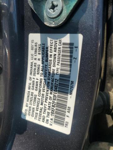 19XFB2F93FE048212 - 2015 HONDA CIVIC EXL ნაცრისფერი ფოტო 12