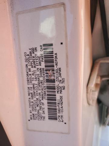 JTDBR32E732004998 - 2003 TOYOTA COROLLA CE WHITE photo 12