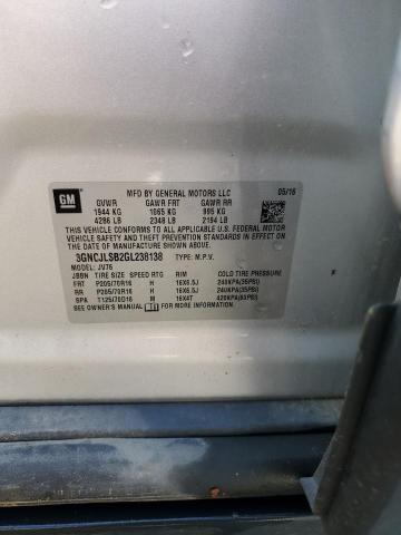 3GNCJLSB2GL238138 - 2016 CHEVROLET TRAX 1LT 银色 照片 13