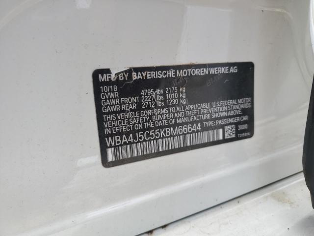 WBA4J5C55KBM66644 - 2019 BMW 440I GRAN COUPE WHITE photo 12