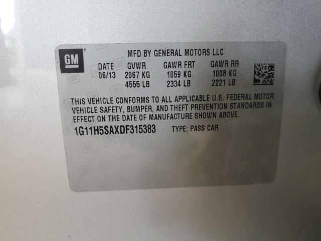 1G11H5SAXDF315383 - 2013 CHEVROLET MALIBU LTZ 银色 照片 12