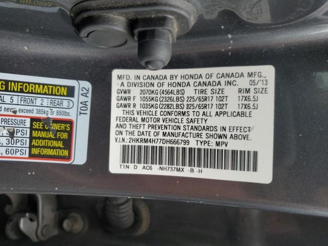2HKRM4H77DH666799 - 2013 HONDA CR-V EXL GRAY photo 13