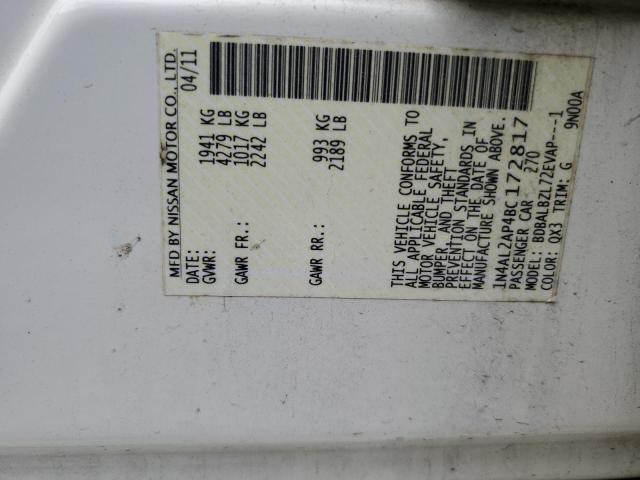 1N4AL2AP4BC172817 - 2011 NISSAN ALTIMA BASE WHITE photo 12