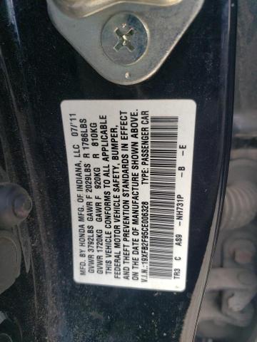 19XFB2F95CE006328 - 2012 HONDA CIVIC EXL BLACK photo 13