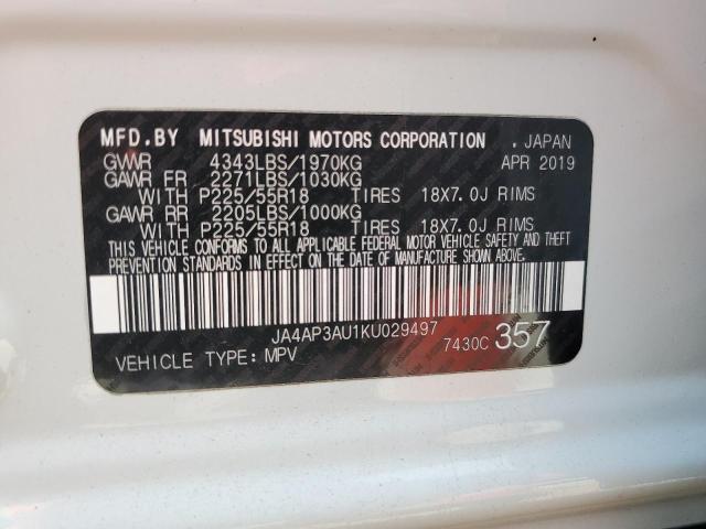 JA4AP3AU1KU029497 - 2019 MITSUBISHI OUTLANDER ES WHITE photo 13