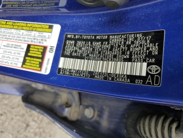 2T1BURHE1HC839805 - 2017 TOYOTA COROLLA L Mavi foto 12