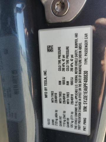 5YJ3E1EA6PF408830 - 2023 TESLA MODEL 3 灰色 照片 12