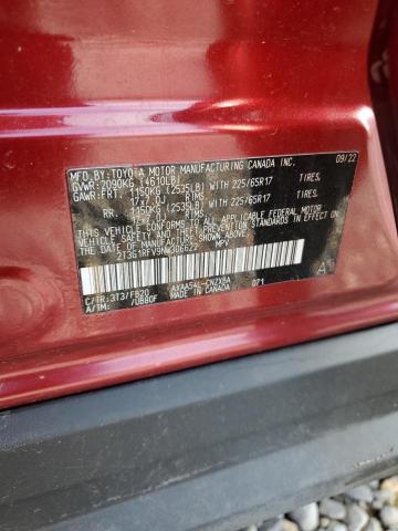2T3G1RFV9NW306622 - 2022 TOYOTA RAV4 LE BURGUNDY photo 13
