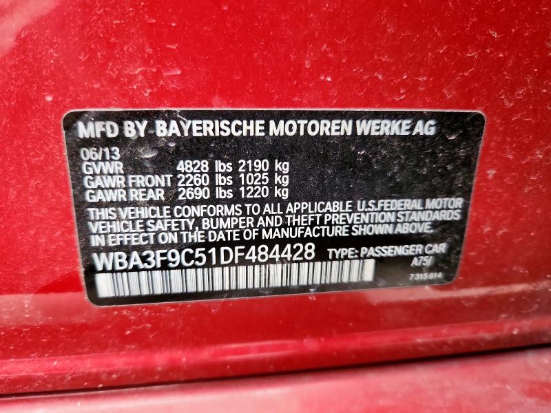 WBA3F9C51DF484428 - 2013 BMW ACTIVEHYBR RED photo 12