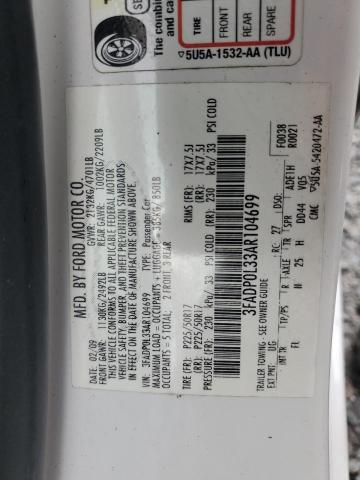 3FADP0L33AR104699 - 2010 FORD FUSION HYBRID WHITE photo 12