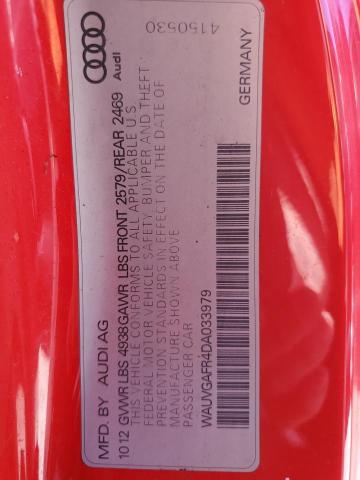 WAUVGAFR4DA033979 - 2013 AUDI S5 PRESTIGE 红色 照片 12