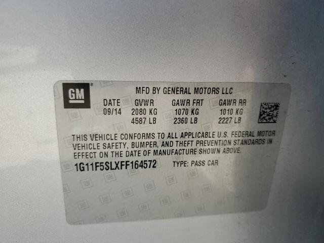 1G11F5SLXFF164572 - 2015 CHEVROLET MALIBU LTZ ვერცხლისფერი ფოტო 12