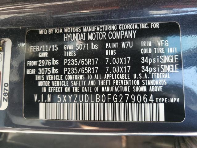 5XYZUDLB0FG279064 - 2015 HYUNDAI SANTA FE SPORT BLUE photo 13