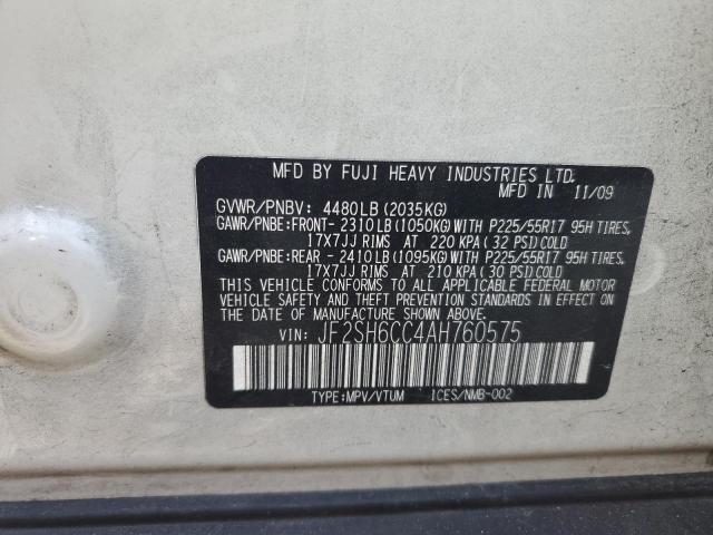 JF2SH6CC4AH760575 - 2010 SUBARU FORESTER 2.5X PREMIUM WHITE photo 12