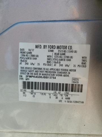 2FMPK4G90JBB13754 - 2018 FORD EDGE SE ვერცხლისფერი ფოტო 13