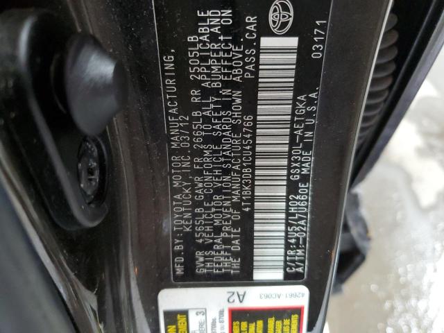 4T1BK3DB1CU454766 - 2012 TOYOTA AVALON BASE 黑色 照片 12