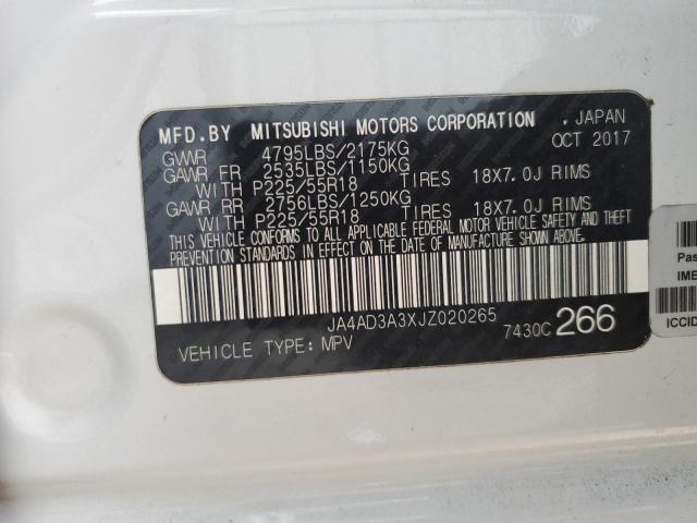 JA4AD3A3XJZ020265 - 2018 MITSUBISHI OUTLANDER SE WHITE photo 14
