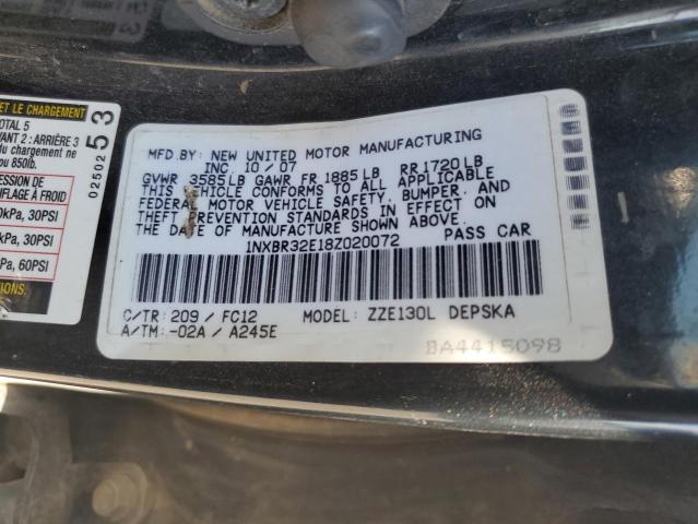 1NXBR32E18Z020072 - 2008 TOYOTA COROLLA CE 黑色 照片 12