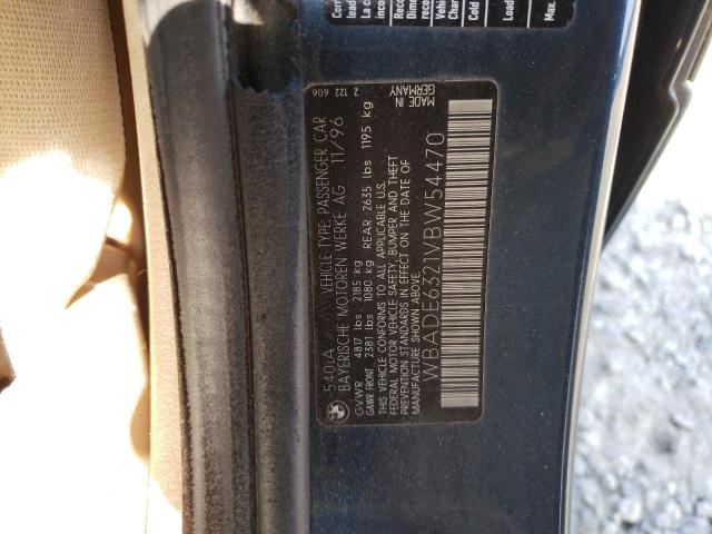 WBADE6321VBW54470 - 1997 BMW 540 I AUTOMATIC BLUE photo 12