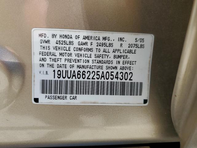 19UUA66225A054302 - 2005 ACURA TL GOLD photo 12