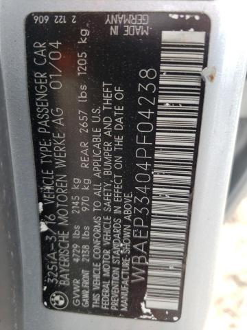 WBAEP33404PF04238 - 2004 BMW 325 XIT SILVER photo 10