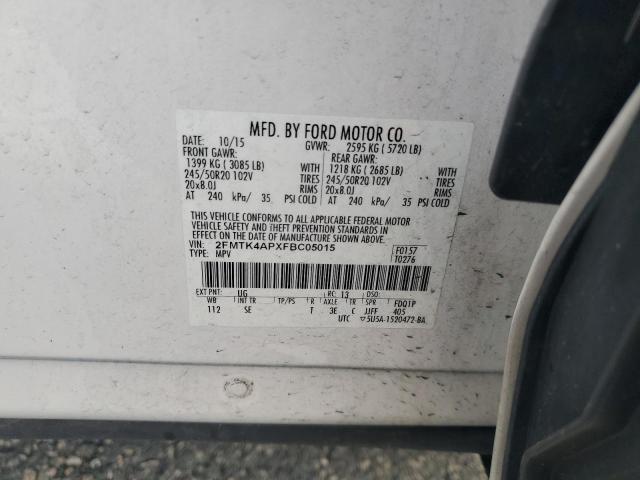 2FMTK4APXFBC05015 - 2015 FORD EDGE SPORT WHITE photo 13