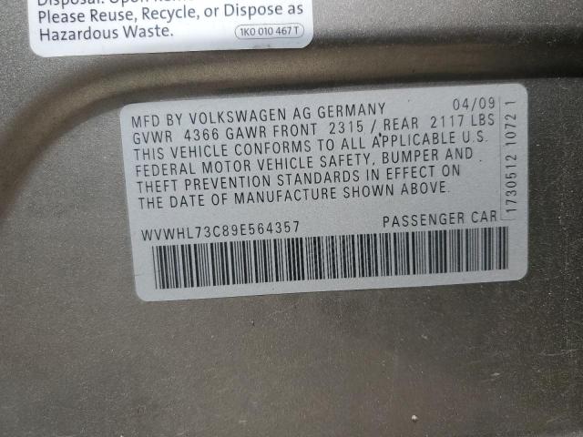 WVWHL73C89E564357 - 2009 VOLKSWAGEN CC LUXURY GRAY photo 12