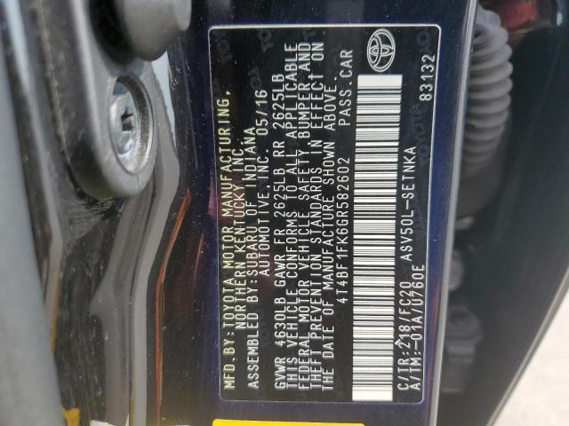 4T4BF1FK6GR582602 - 2016 TOYOTA CAMRY LE 黑色 照片 12