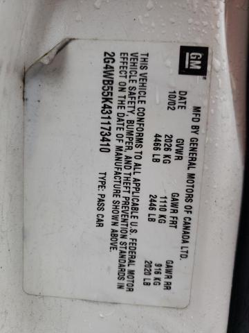 2G4WB55K431173410 - 2003 BUICK REGAL LS 白色 照片 12