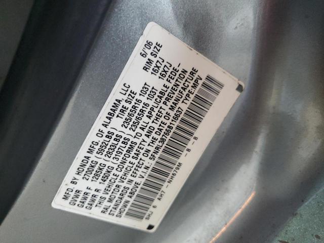 5FNRL38766B116637 - 2006 HONDA ODYSSEY EXL SILVER photo 13